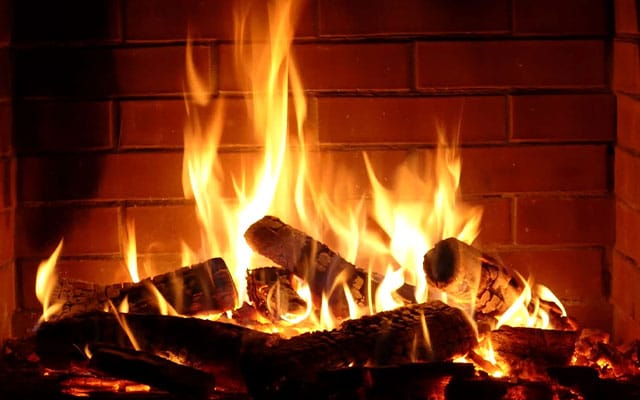 Feu de cheminée bucher bois