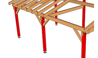 Poteaux de structure carport bois