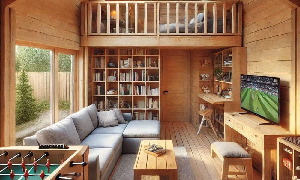 Aménagement d'un espace de détente dans un abri de jardin